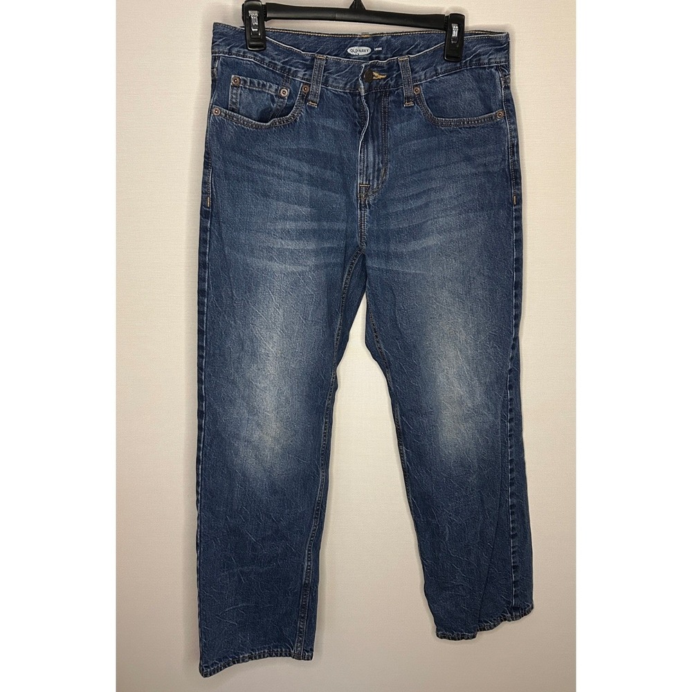 Old Navy Mens Loose Fit Jeans 33x30 Medium Wash Blue 100% Cotton Denim Casual